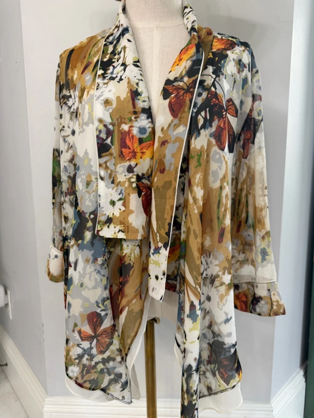 Peck & Peck Women’s Large Butterfly Sheer Open Front Kimono Coverup Cardigan - Picture 2 of 4